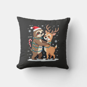 Coussin Fa La La Lama Xmas Lumières Paresseux à Cheval Lam
