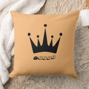 Coussin Fabric Polyester Custom Queen Texte Couronne noire