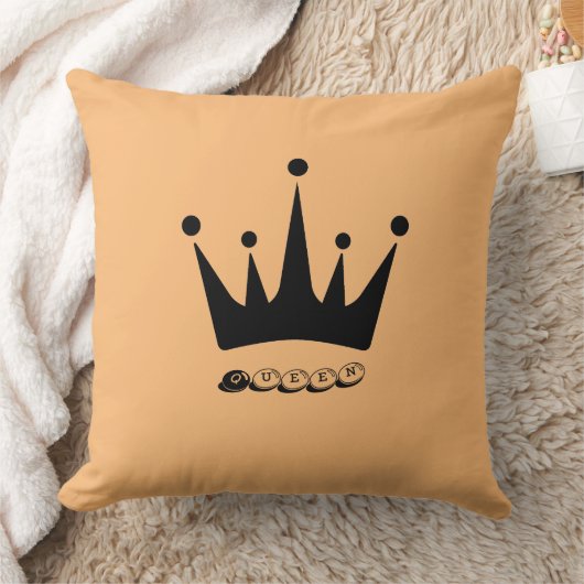 Coussin Fabric Polyester Custom Queen Texte Couronne noire (Couverture)