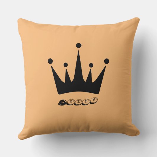 Coussin Fabric Polyester Custom Queen Texte Couronne noire (Verso)
