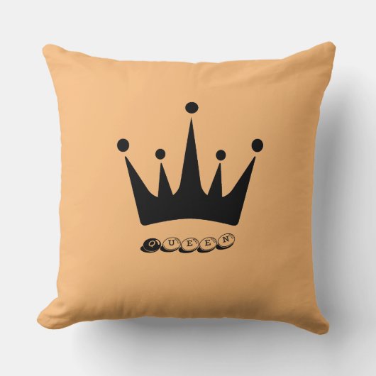 Coussin Fabric Polyester Custom Queen Texte Couronne noire (Recto)