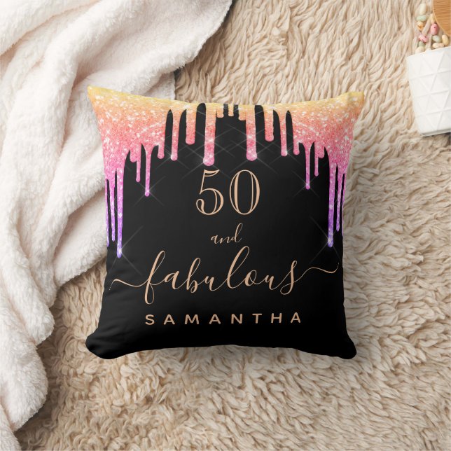 Coussin Fabuleuse parties scintillant d'anniversaire noir  (Couverture)