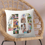 Coussin Fabuleux à 40 Photo Collage 40th Birthday Custom<br><div class="desc">Cadeau personnalisé 40e anniversaire. Ce coussin décoratif personnalisé a un collage photo soigné en forme de numéro 40 avec typographie gris foncé. Le libellé "Fabulous @" ainsi que votre nom et votre date de naissance personnalisés. Le modèle est configuré pour vous permettre d'ajouter vos photos, en travaillant dans le sens...</div>