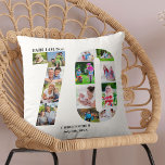 Coussin Fabuleux à 70 Photo Collage 70th Birthday Custom<br><div class="desc">Cadeau personnalisé 70e anniversaire. Ce coussin décoratif personnalisé a un collage photo soigné en forme de numéro 70 avec typographie gris foncé. Le texte dit "Fabulous @" avec votre nom personnalisé et votre date de naissance (tous que vous pouvez modifier ou laisser vide). Le modèle est prêt pour vous à...</div>