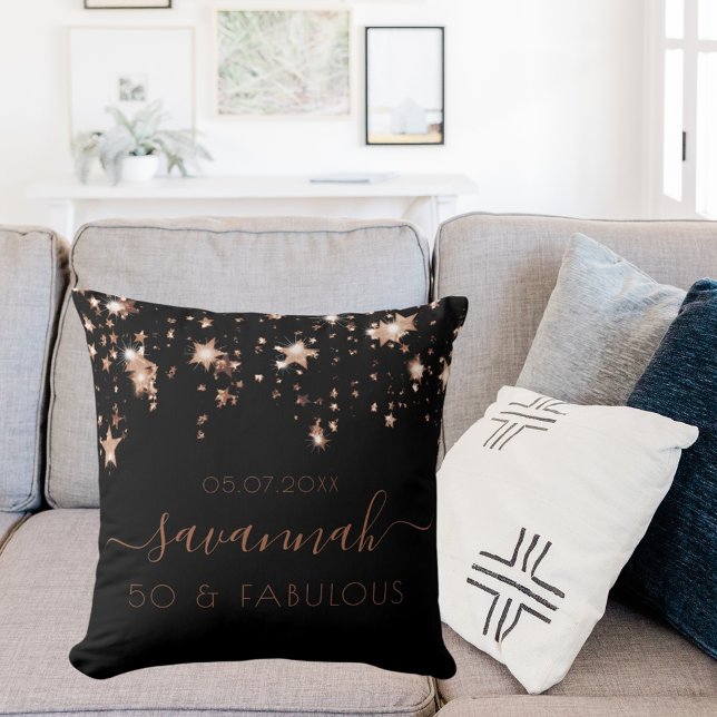 Coussin Fabuleux anniversaire noir or monogramme scintilla (Créateur téléchargé)