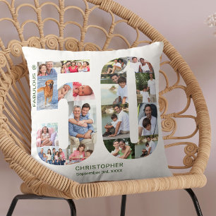 Coussin Fabuleux coutume d'anniversaire de collage de 50