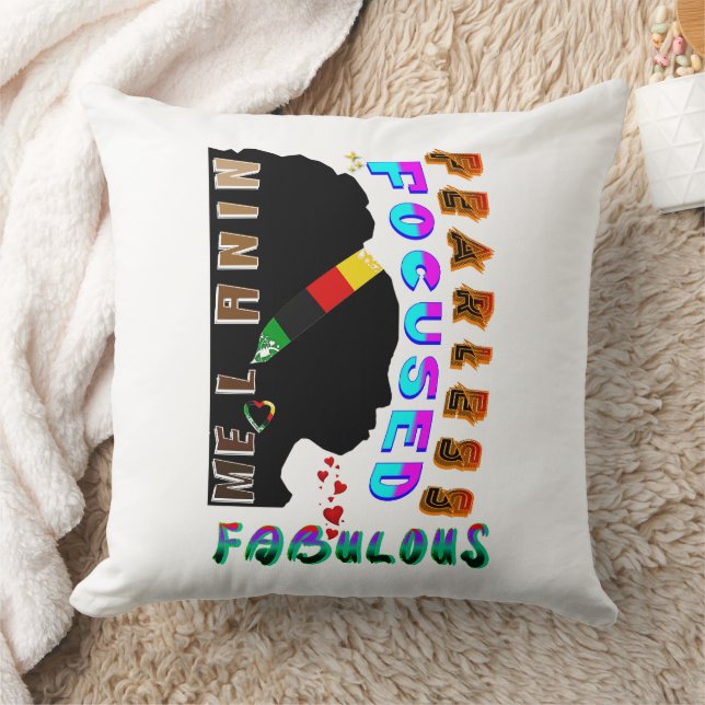 Coussin Fabuleux Melanin focalisé sans peur (Couverture)