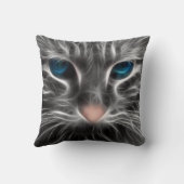 Coussin Face de chat bleu magnifique (Verso)