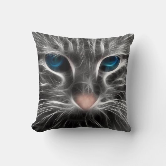 Coussin Face de chat bleu magnifique (Recto)