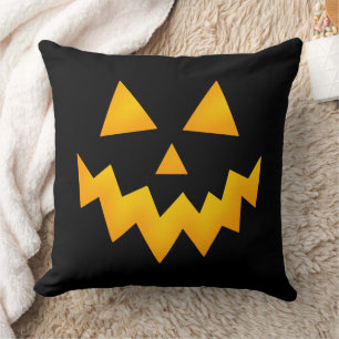 Coussin Face de Citrouille Halloween Jack-o'-lantern