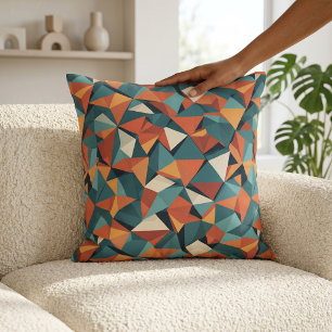 Coussin Facettes Modernistes Prisme Orange Sarcelle