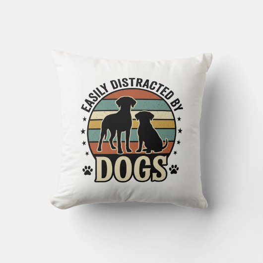 Coussin Facilement distrait par les chiens Design silhouet (Recto)