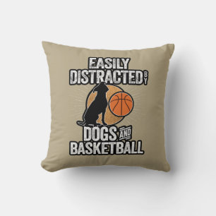 Coussin Facilement distrait par les chiens et le basket-ba