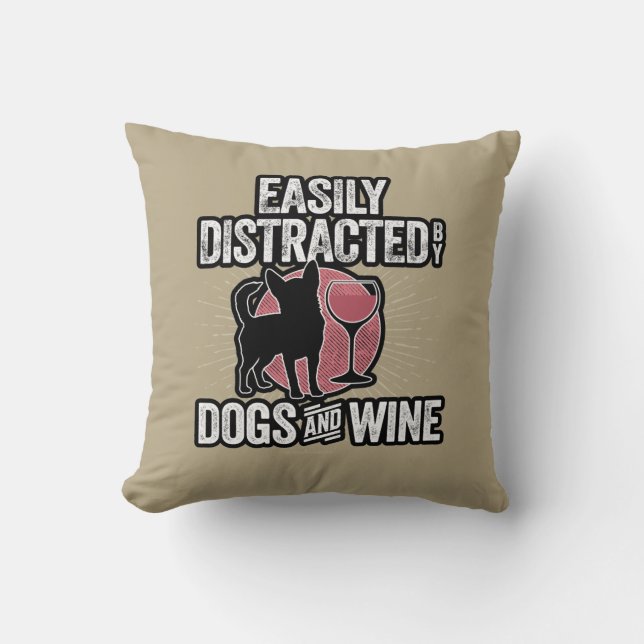 Coussin Facilement distrait par les chiens et l'oreiller à (Recto)