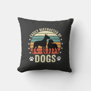 Coussin Facilement distrait par les chiens Vintage Retro S