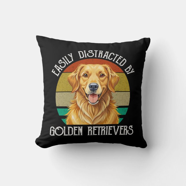 Coussin Facilement Distrait Par Les Golden Retrievers (Recto)