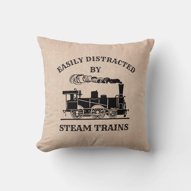 Coussin Facilement distrait par les trains à vapeur pour l (Recto)
