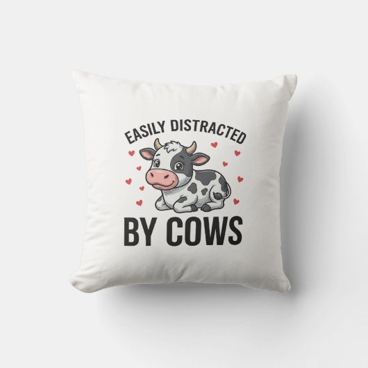 Coussin Facilement distrait par les vaches Graphique de va (Recto)