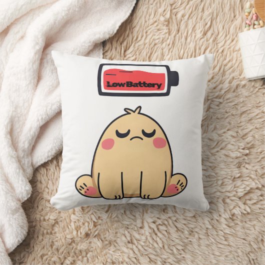 Coussin Faible humeur de batterie - Drôle Doodle comique (Couverture)