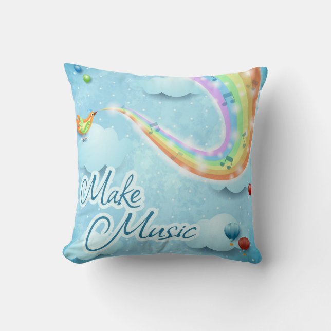 Coussin Faire de la musique, art numérique (Recto)