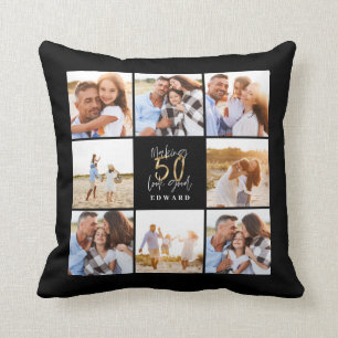 Coussin Faire paraître 50 beaux anniversaire de photo noir