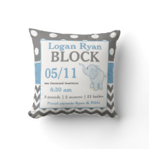 Faire-part de bébé bleu gris éléphant