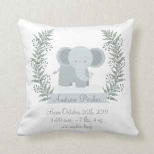 Coussin Faire-part de jungle d'éléphant de bébé