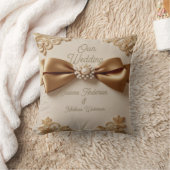 Coussin Faire-part de mariage floral embossé – Nœud en sat (Couverture)