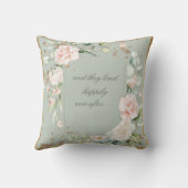 Coussin Faire-part de mariage floral romantique rose Sage (Verso)