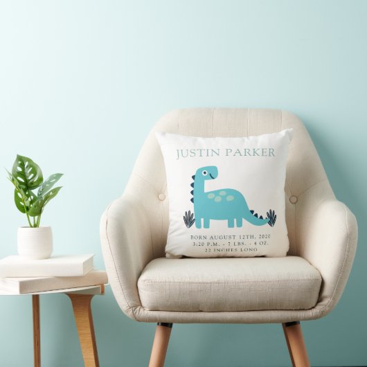 Coussin Faire-part de naissance bébé Cute Dinosaur (Chaise)