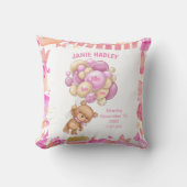 Coussin Faire-part de naissance de bébé fille (Recto)