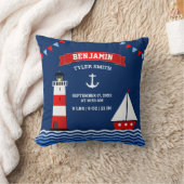 Coussin Faire-part de naissance de bébé garçon phare voili (Couverture)