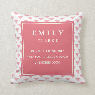 Coussin Faire-part de naissance de bébé Triangle moderne