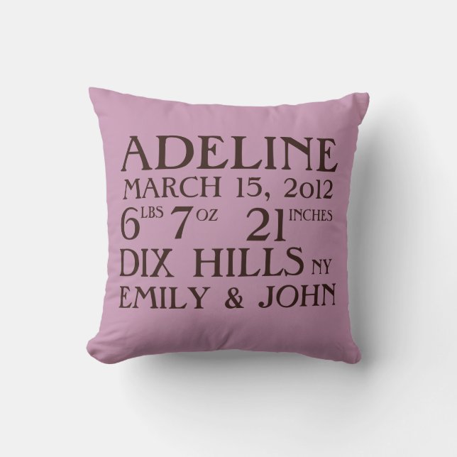 Coussin Faire-part de naissance Lavender (Recto)