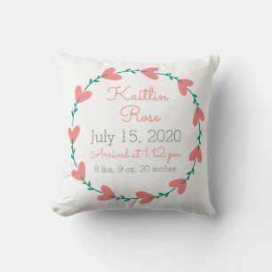 Coussin Faire-part de naissance mignon de guirlande de