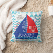 Coussin Faire-part de naissance-Nautical Baby Stats (Couverture)