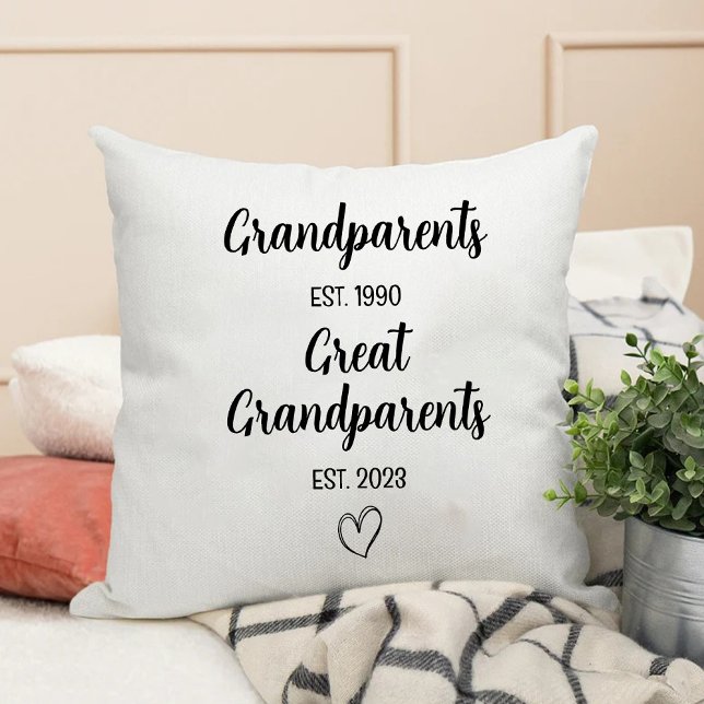 Coussin Faire-part de naissance | Promu au grand-parent (Birth Announcement | Promoted to Great Grandparent Throw Pillow)