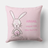 Coussin Faire-part de naissance rose de lapin (Verso)