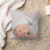 Coussin Faire-part de naissance rose statistiques de naiss (Couverture)