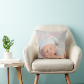 Coussin Faire-part de naissance rose statistiques de naiss (Chaise)