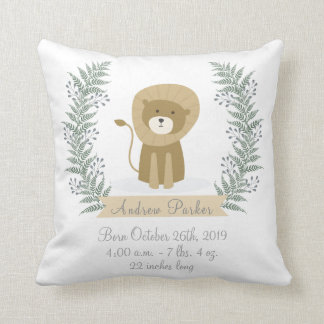 Coussin Faire-part mignon de bébé de lion de safari de