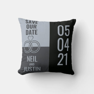 Coussin Faire part moderne noir et gris de sauvegarde de l
