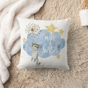 Coussin Faire un vœu Citation Chat Étoile Nuage Nourrisson