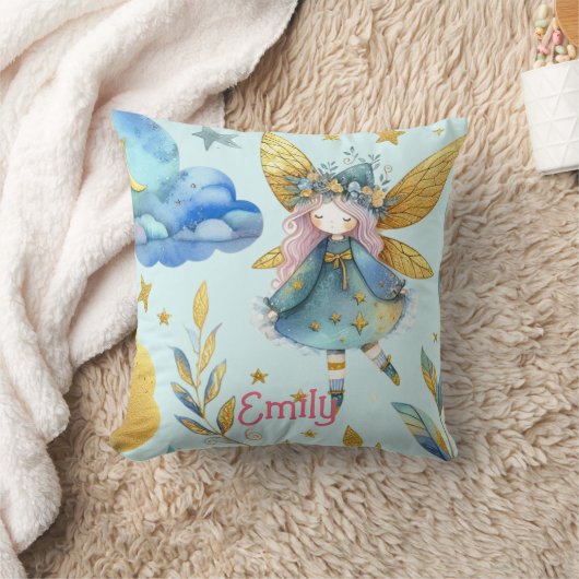 Coussin Fairy Birthday Turquoise Gold Rose Princess Fairyt (Couverture)