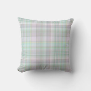 Coussin Fairy Garden Pastel Rose et Mint Plaid