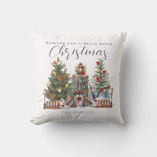 Coussin Fairy Joyeux Noël Forêt forestière (Recto)