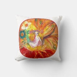Coussin FAIRY OF THE FLOWERS, Imaginaire blanc jaune rouge