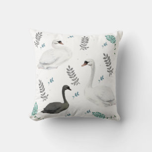 Coussin Fairytale Swan Illustration Folk Botanical Motif