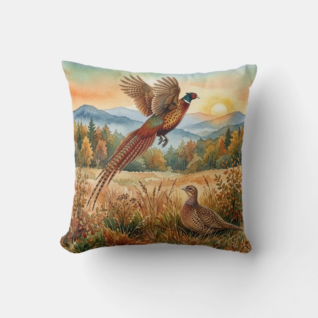 Coussin Faisan Forever . Aquarelle   (Recto)