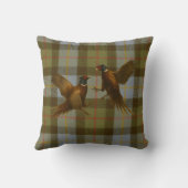 Coussin Faisans combattants sur fond tweed / tartan (Verso)
